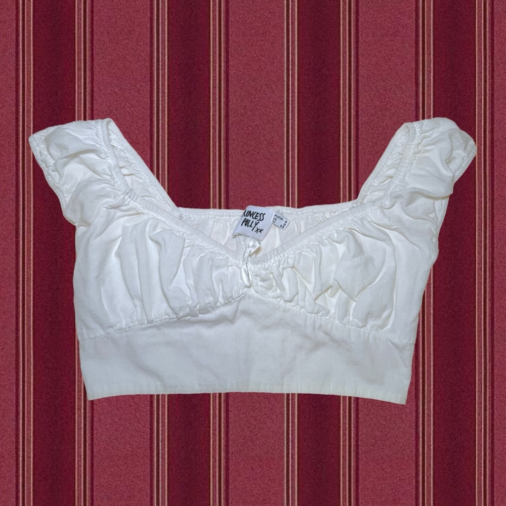 White Milkmaid Princess Polly Crop Top